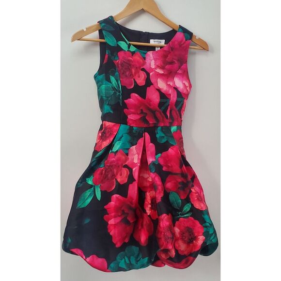 SPEECHLESS KIDS Dress Girl's SZ 12 Floral Bubble Hem NWT Pink/Red/Green/ Black - Picture 1 of 9